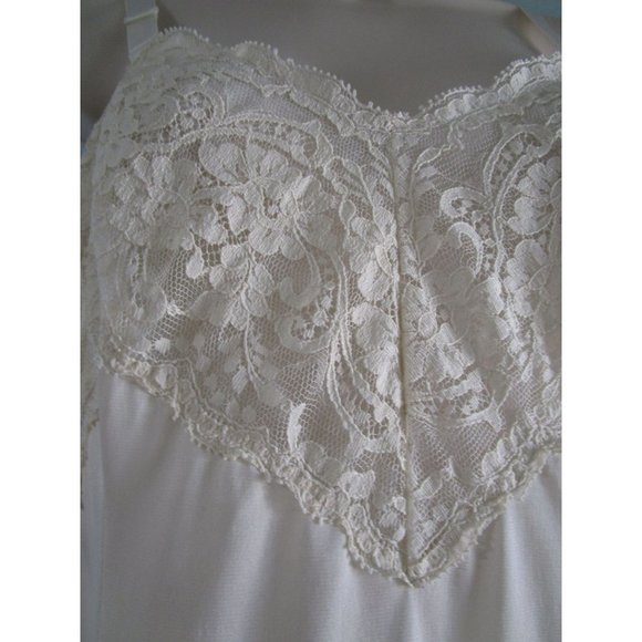 Vintage Wonder Maid Non Cling Full Slip Ivory Lined Lace Trim Sz 36  USA Made - Picture 5 of 12